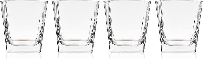 TRUE Square Rocks Glass, Old Fashioned Whiskey Glasses, Superb Drinking Cups
