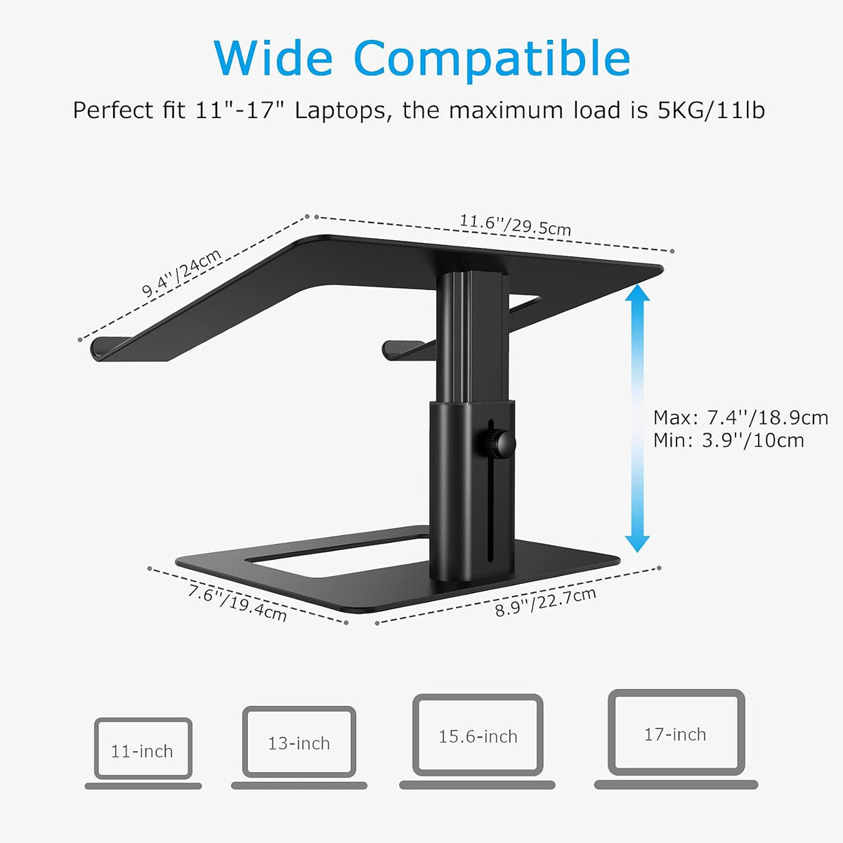 BoYata Laptop Stand, Height Adjustable Laptop Riser for 11-17" Laptops