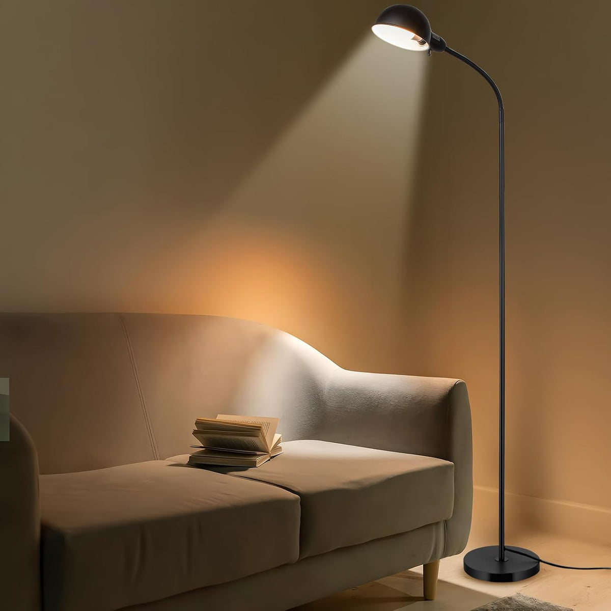 LALISU Modern Metal Reading Standing Floor Lamp with Rotatable Shade, Black