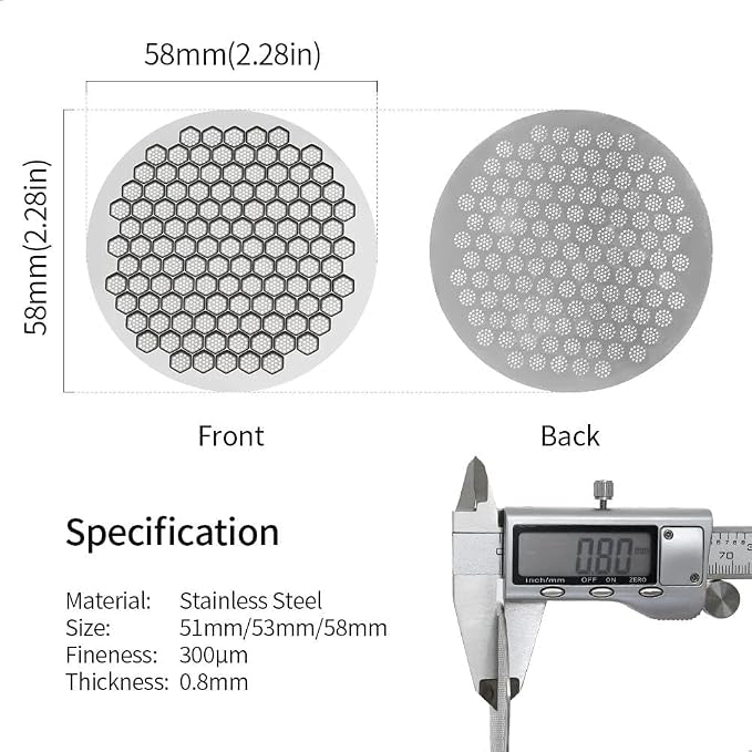 watchget 58.35mm Espresso Puck Screen Reusable Mesh Coffee Filter 0.7mm