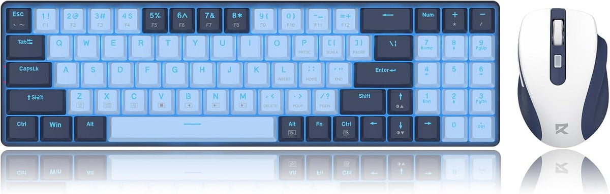 Redragon BS8773 Wireless Keyboard and Mouse Combo, 78 Keys 2.4Ghz Wireless Low-Profile Mechanical Red Switch Keyboard w/Slim Compact Design & Single Blue Backlit, Comfort Grip 2400 DPI Max Mouse