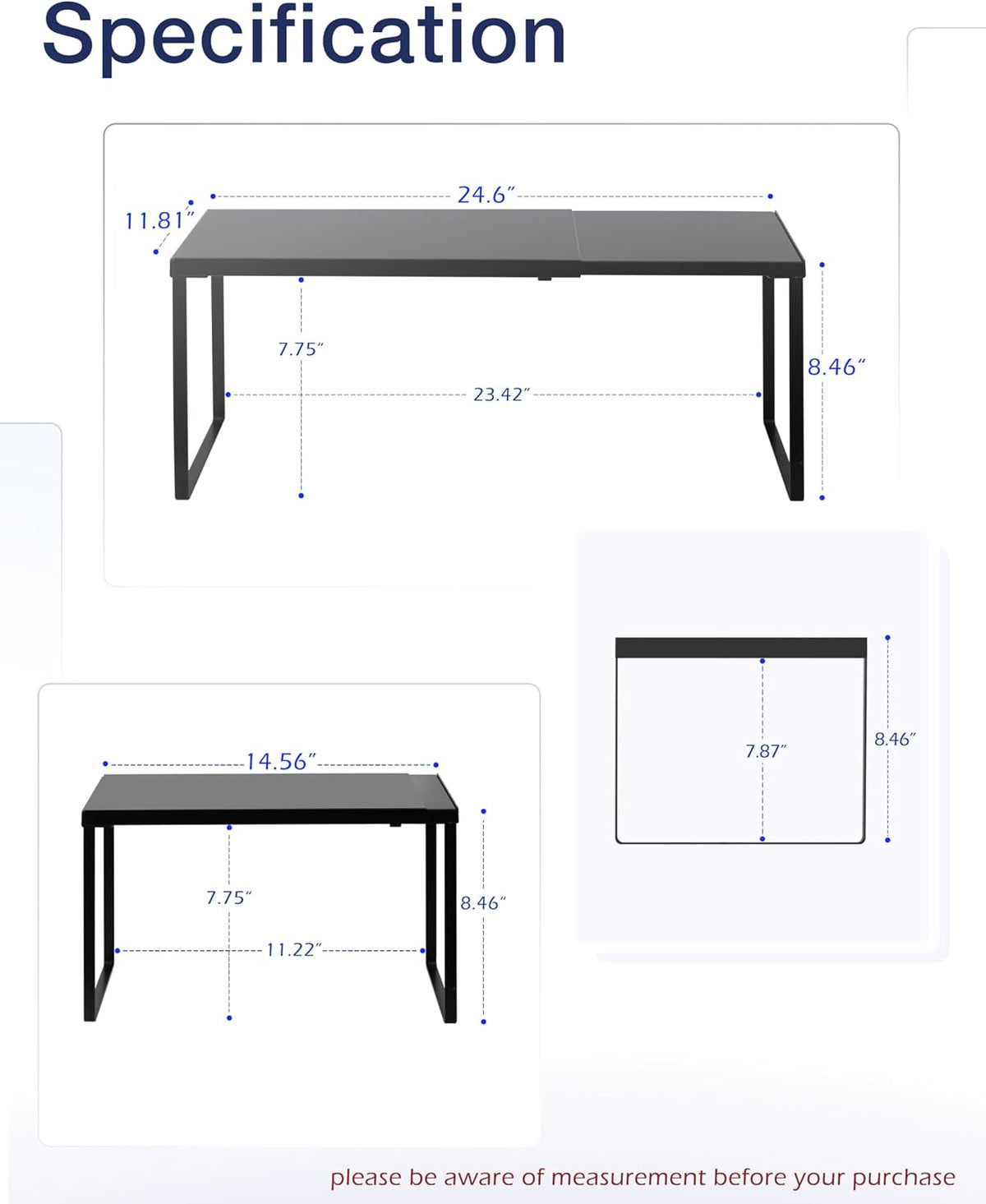 Nxconsu Expandable Cabinet Shelf, Shelf Riser for Cabinets, 11.8" Black