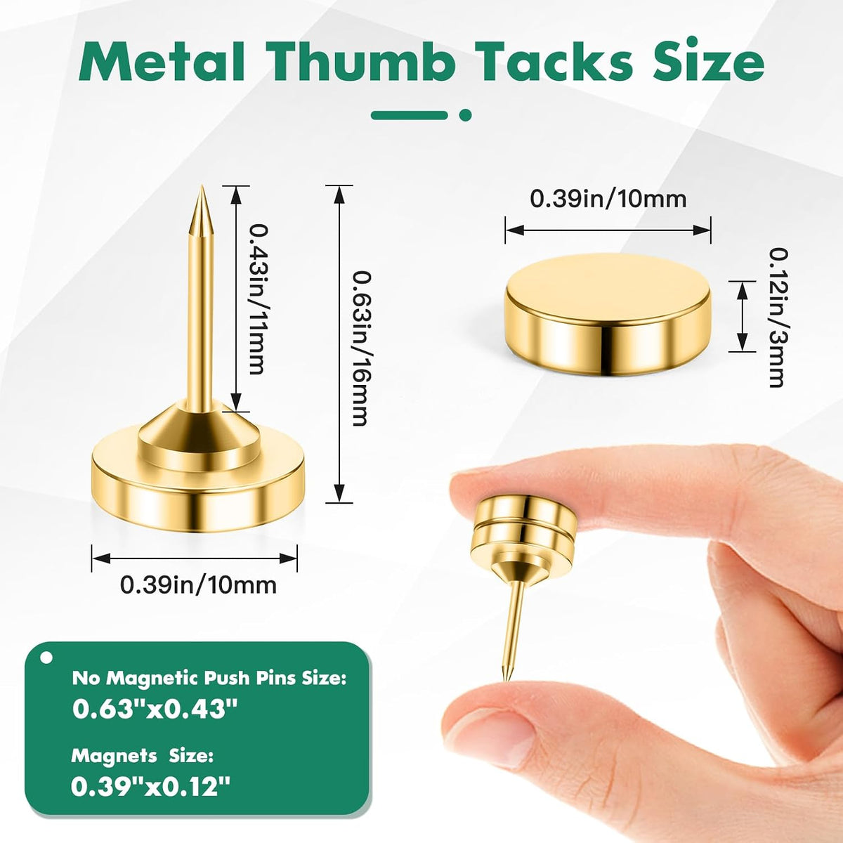 80 Sets of Magnetic Push Pins, Gold Magnetic Tacks, Pushpins for Wall, Bulletin Board, Corkboard,Decorative Poster and Photo Hangers