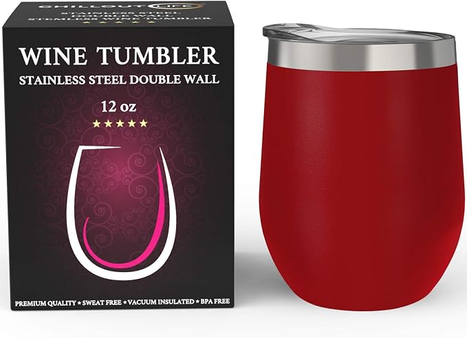 CHILLOUT LIFE 12 oz Stainless Steel Wine Tumbler