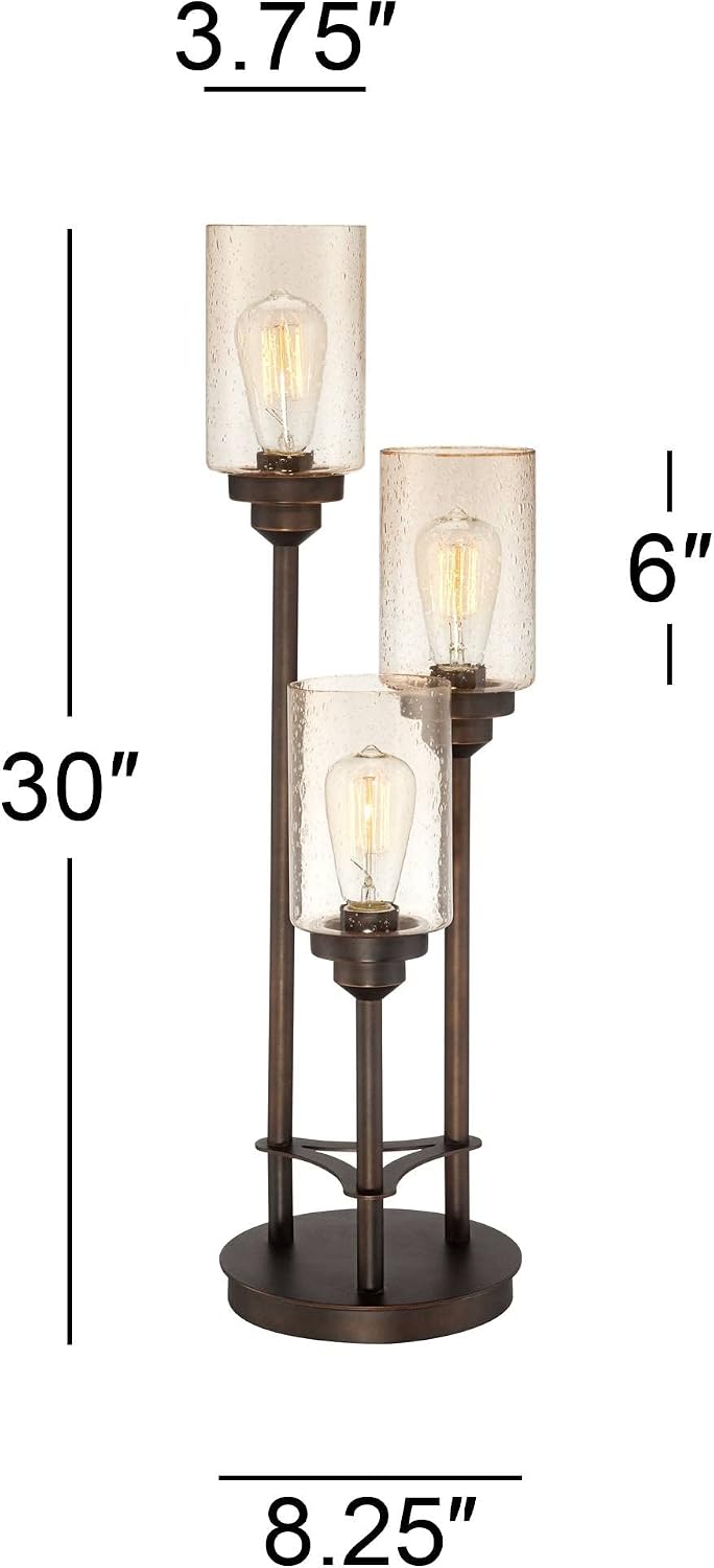 Libby 30" Large Table Lamp Edison Bulb LED Bronze Seeded Metal Glass
