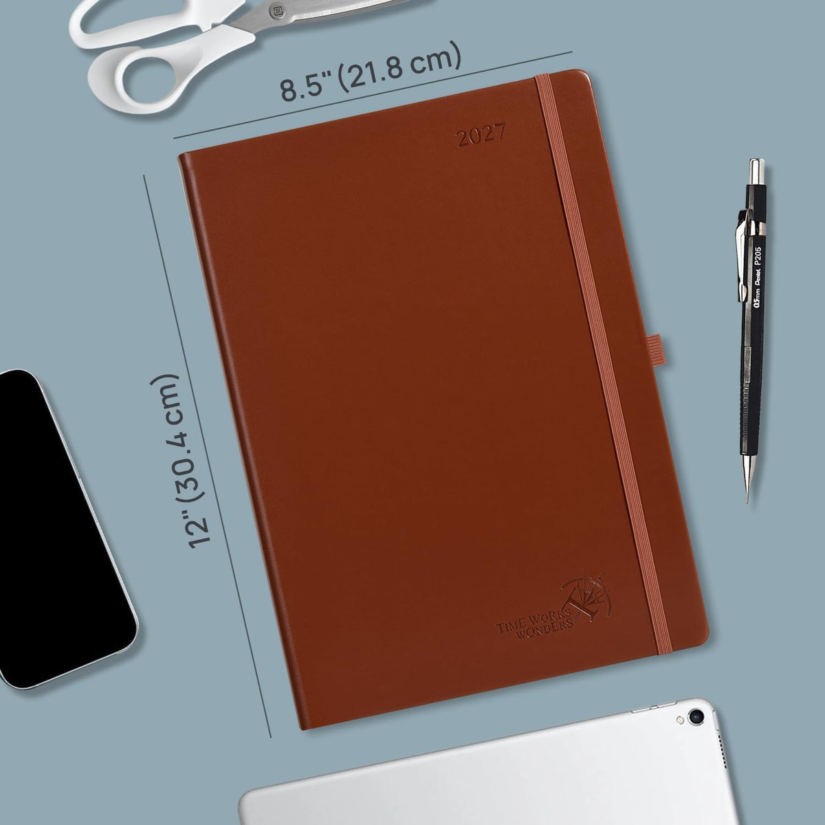 POPRUN Daily Planner 2027 One Page Per Day, 8.5"×12" Large Calendar Book