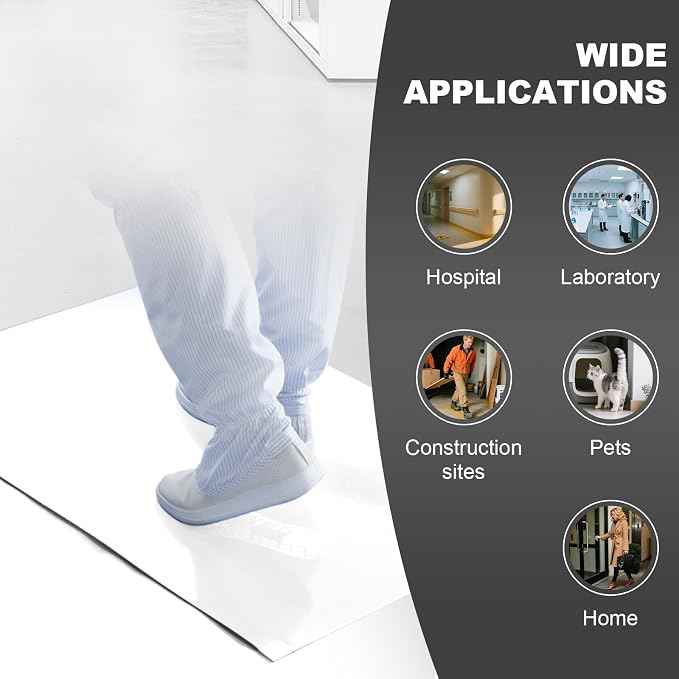 18" x 36" White Sticky Mat Tacky Pads Adhesive Floor Mat (5 Packs, 150 Sheets