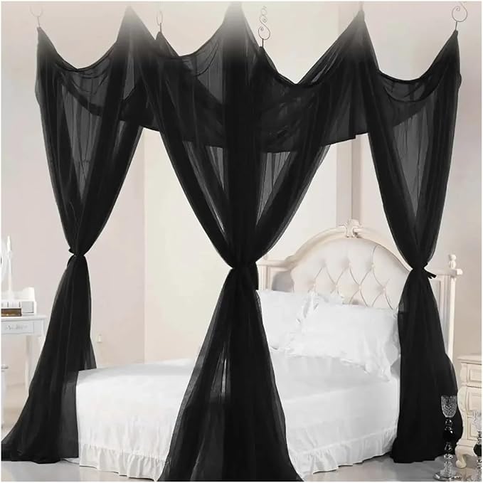 Canopy Bed Curtains Black/White/Beige Elegant Lace Canopy Curtain