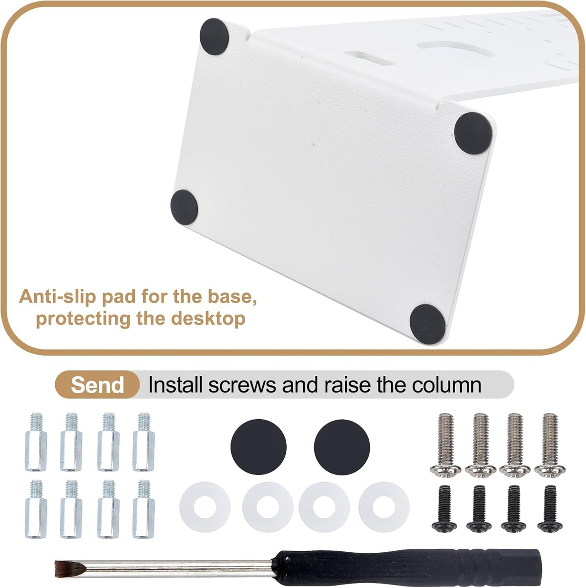 Universal Low Profile Single Screen Computer Desktop Gaming Monitor Replacement Stand, Vertical Mount Compatible with ≤34 Inch VESA 75/100, Power Port Downward or Horizontal Out