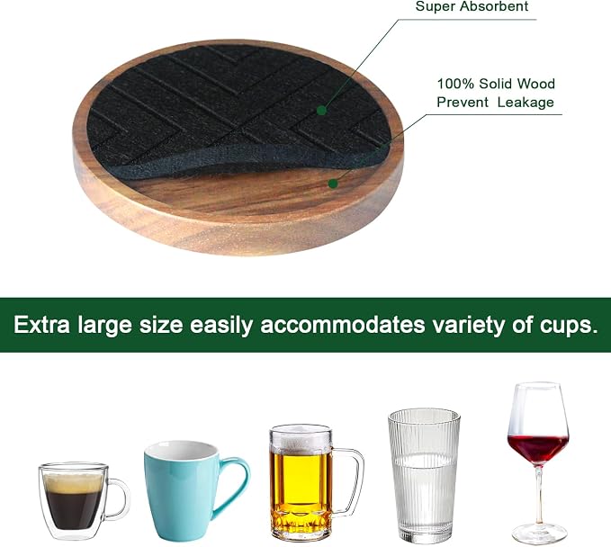 Coasters for Drinks Absorbent 5 Pack, Coasters for Coffee Table