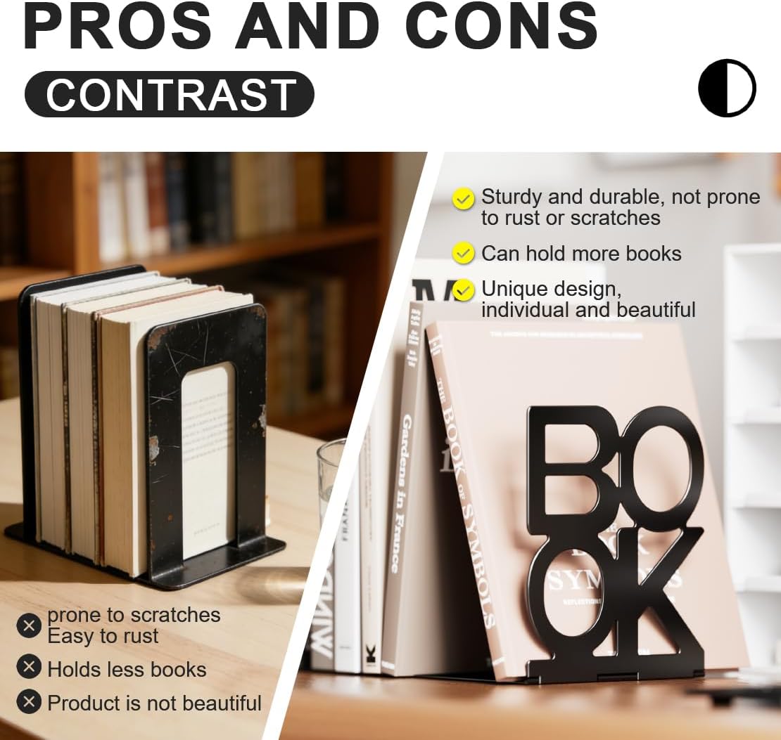 Book Ends,Bulk 12 Pair Bookends Folding Book Ends Metal Bookend (12 Pair)