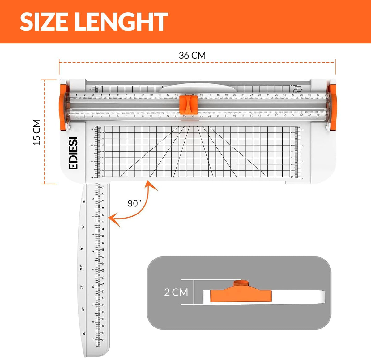 Edihome Paper Cutter Trimmer, 12-Sheet A3 Guillotine Paper Cutter with Safety Blade, Non-Slip Base for Office, School & Craft Use (White)