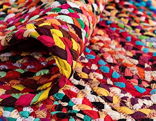 Unique Loom Braided Chindi Collection Area Rug - Layer (8' x 11' Rectangle, Multi/ Blue)