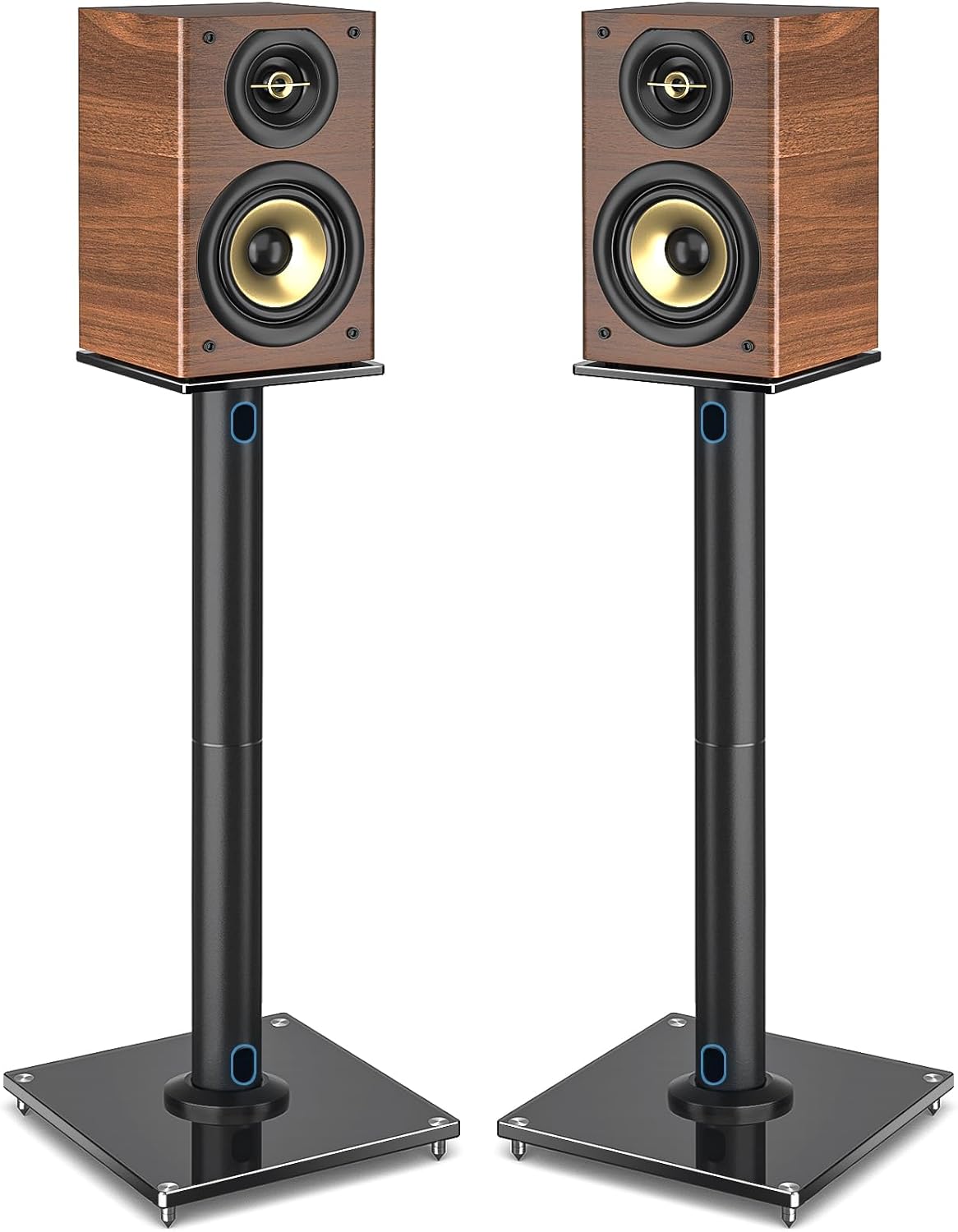 Rfiver Upgraded 45° Swivel Speaker Stands Pair for Surround Sound, Heavy Duty 28 Inch Bookshelf Speaker Stand Each Holds 22lbs Large Speaker, Floor Speaker Stand Built-in Cable Management, 1 Pair