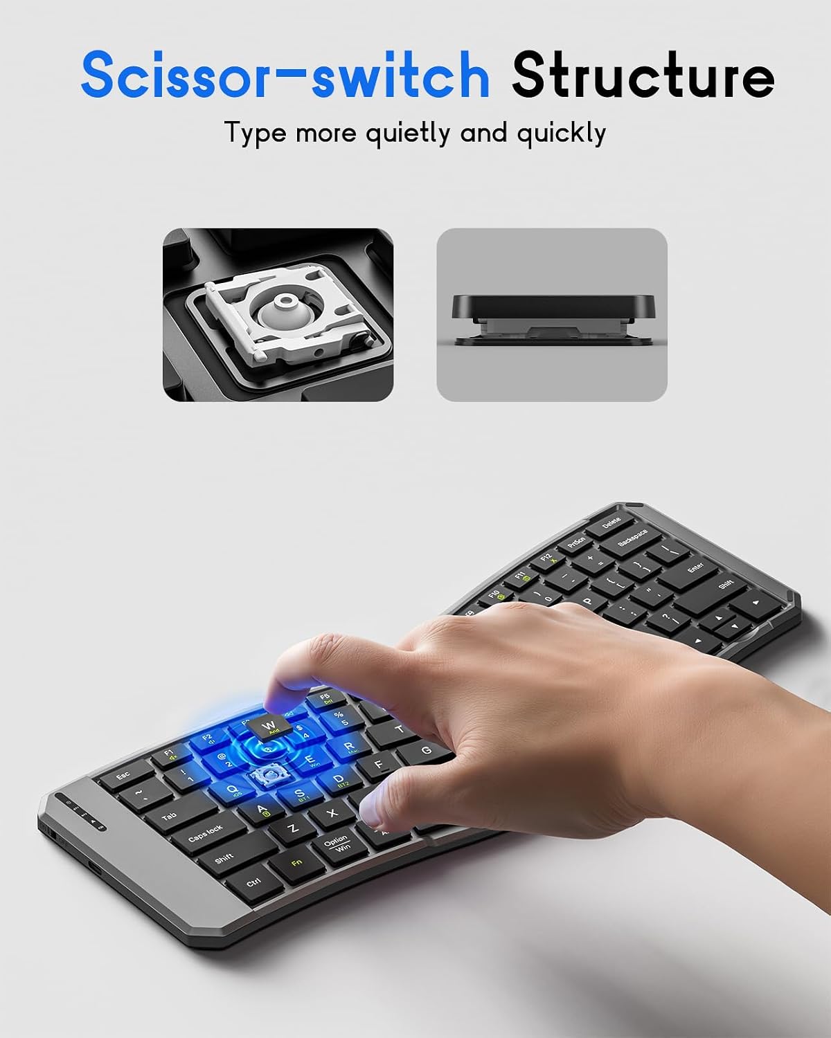 MoKo Ergonomic Foldable Keyboard, Split Portable Folding Bluetooth Keyboard