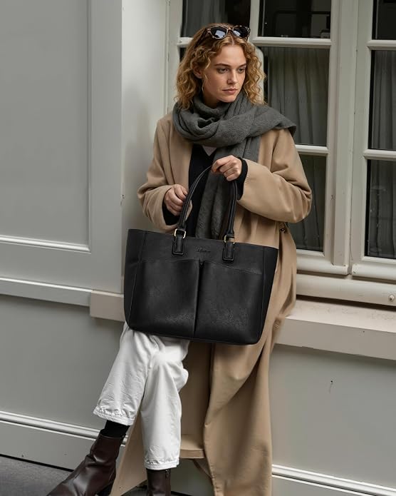 Laptop Tote Bag for Women, Leather Work Tote