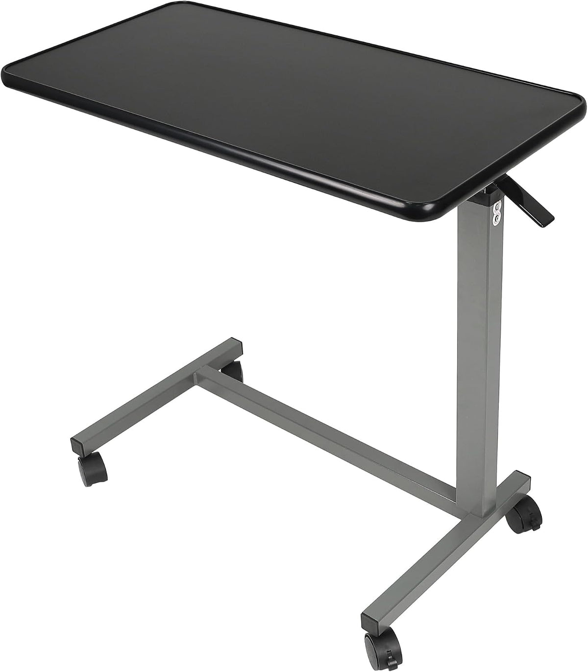 Vaunn Medical Cart Adjustable Overbed Table with Wheels – Rolling Bedside Table for Hospital, Portable Standing Cart & Laptop Desk for Bed, Couch, Wheelchair
