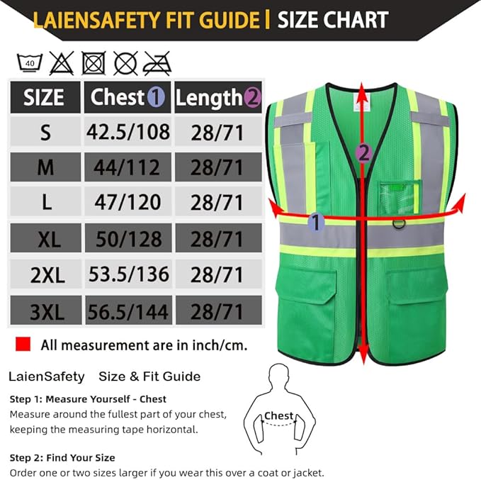 Reflective Safety Vest for Men Women with Multiple Pockets Class 2 High Visibility Mesh Vest Hi Vis Construction Work Vest,Meets ANSI/ISEA Standards(EK1-178-Green-2XL)