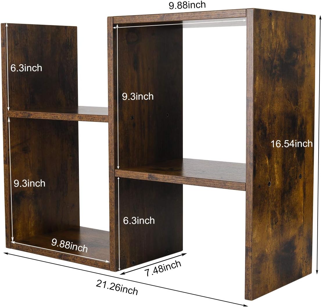 PAG-Mass Desktop Bookshelf Freestanding Wooden Countertop Bookcase Accessories Organizer Display Rack Dorm Desk Storage Shelf