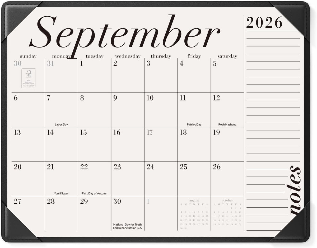 Jotsome Large Desk Calendar 2026-2027 with Protective Mat 22"x17"