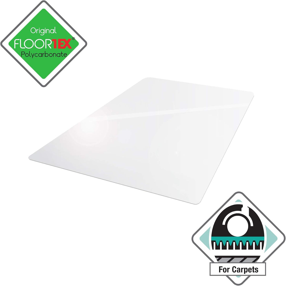 Floortex Polycarbonate Chair Mat 48" x 48" for Low/Medium Pile Carpets