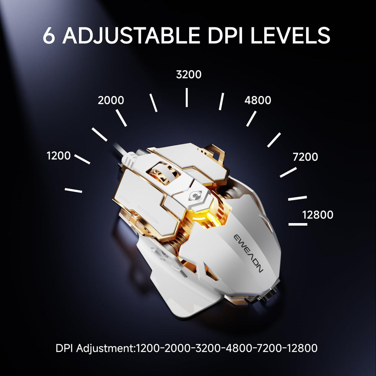 Wired Gaming Mouse with Programmable Buttons, 12800 DPI, RGB Backlit