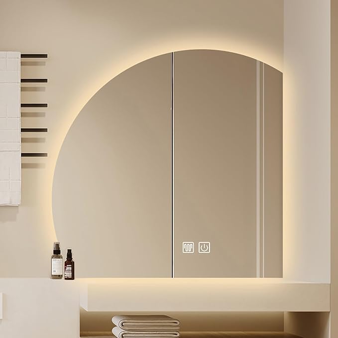 Bathroom Wall Mounted Mirror, LED Illuminated Vanity Mirror