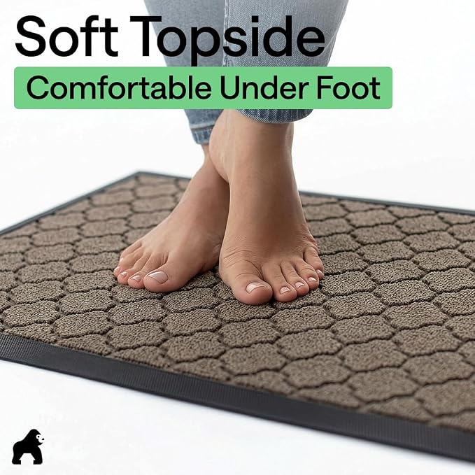 GORILLA GRIP 100% Waterproof All-Season WeatherMAX Doormat US Designed Natural
