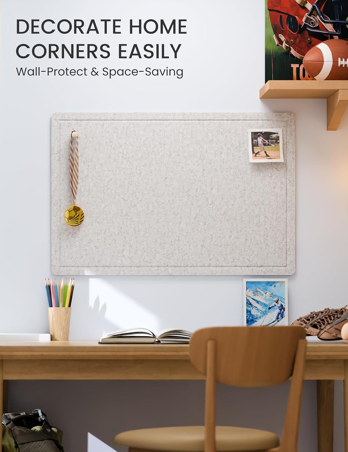 Fluxynara Felt Bulletin Board,35.4"x23.6",Minimalist Gray