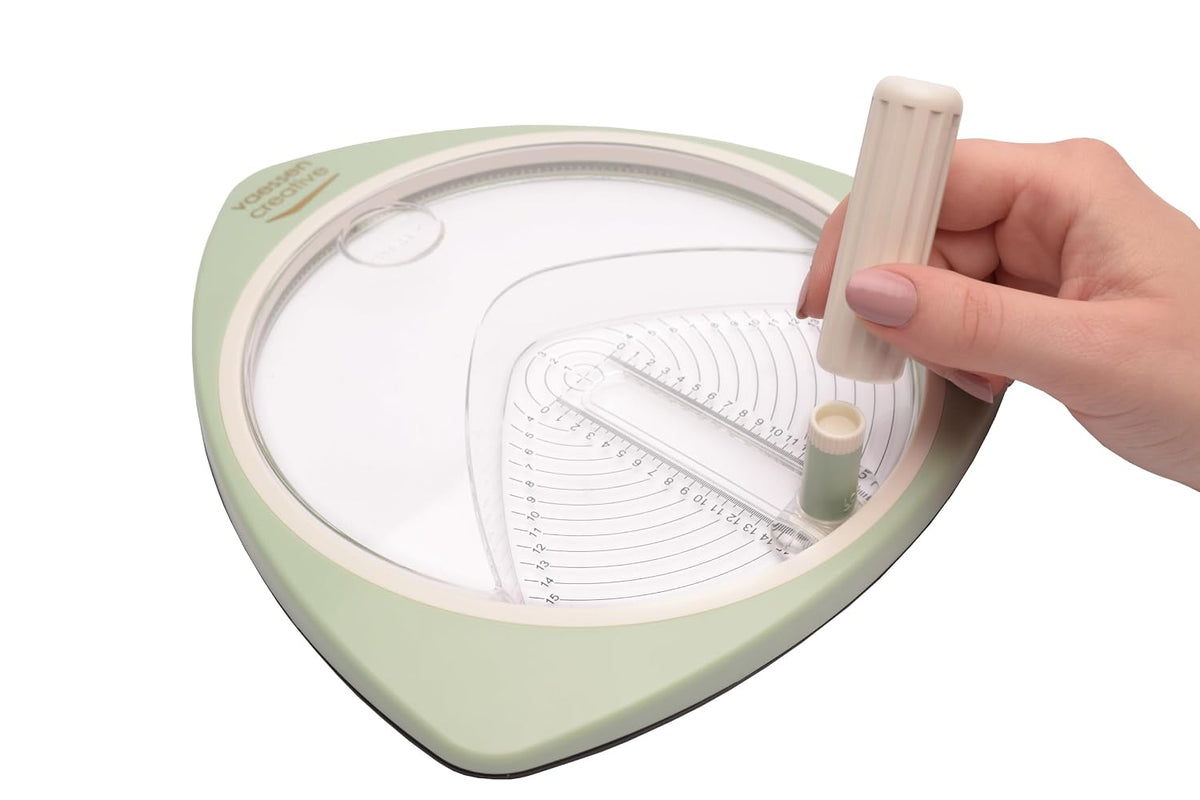 Vaessen Creative Circle Cutter, Paper, Cardstock, Photos, Foam Rubber, Cardboard, 2.5 15 cm, Mint Green