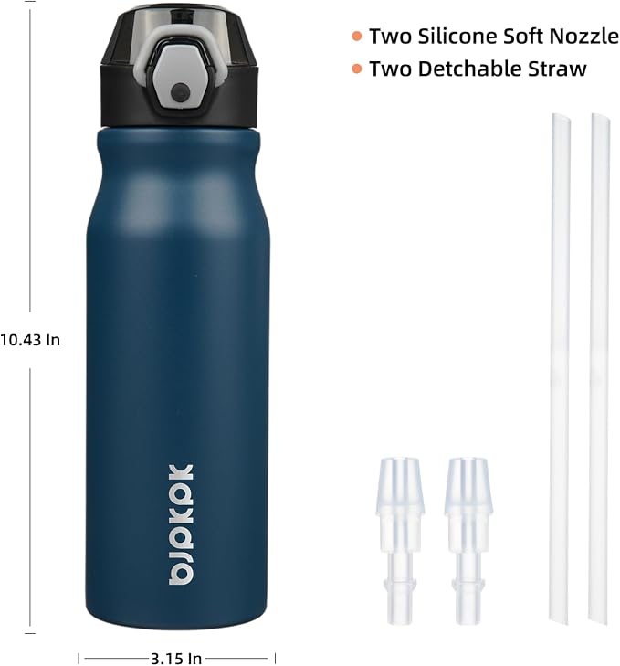 BJPKPK 25 oz Insulated Water Bottle, Stainless Steel Flask | Leak Proof Locking