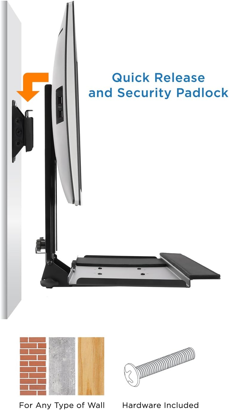 Mount-It! Monitor and Keyboard Wall Mount with CPU Holder, 13-32in Screens