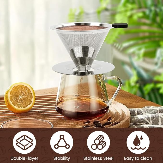 Pour Over Coffee Dripper Paperless Reusable Coffee Filter Pour Over Coffee