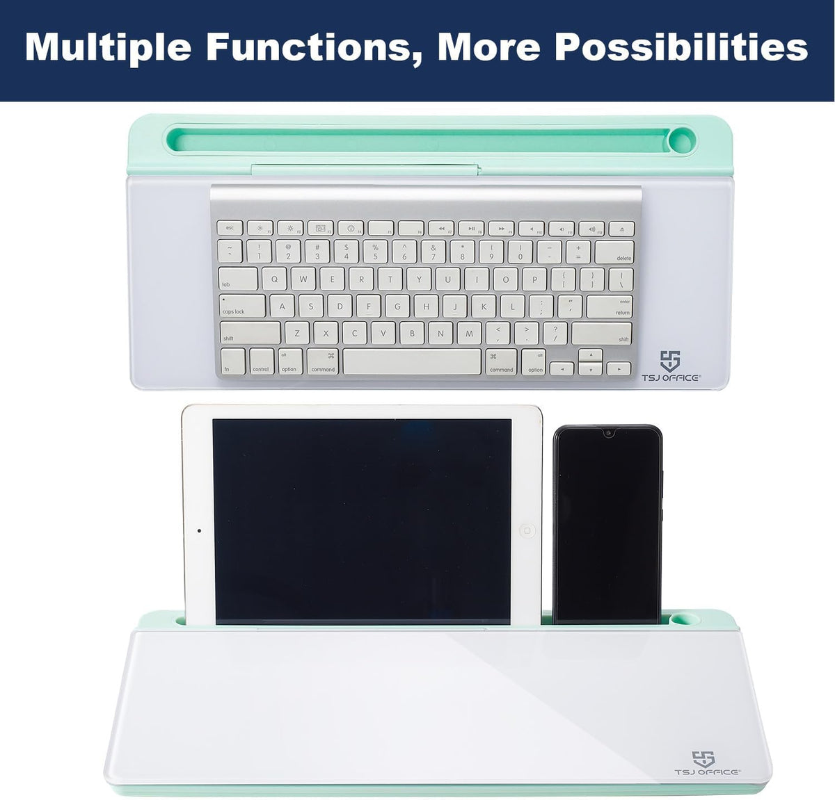 TSJ OFFICE Desktop Whiteboard Dry-Erase-Board - Computer Keyboard Stand White Board Surface Pad with Drawer, Desk Organizers with Accessories for Office, Home, School Supplies - Green