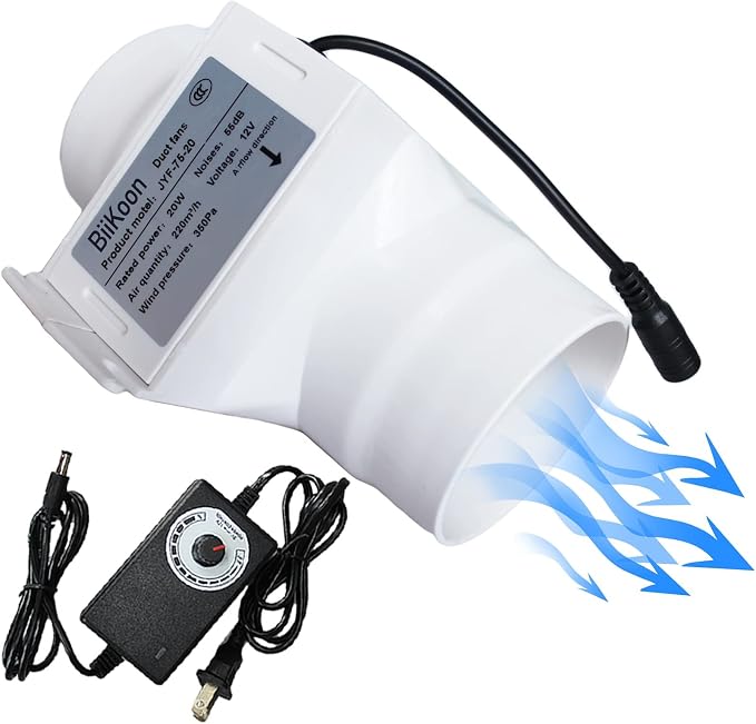 3“ Inline Duct Fan 12V 20W Inline Exhaust Blower Plastic Air Extractor Booster