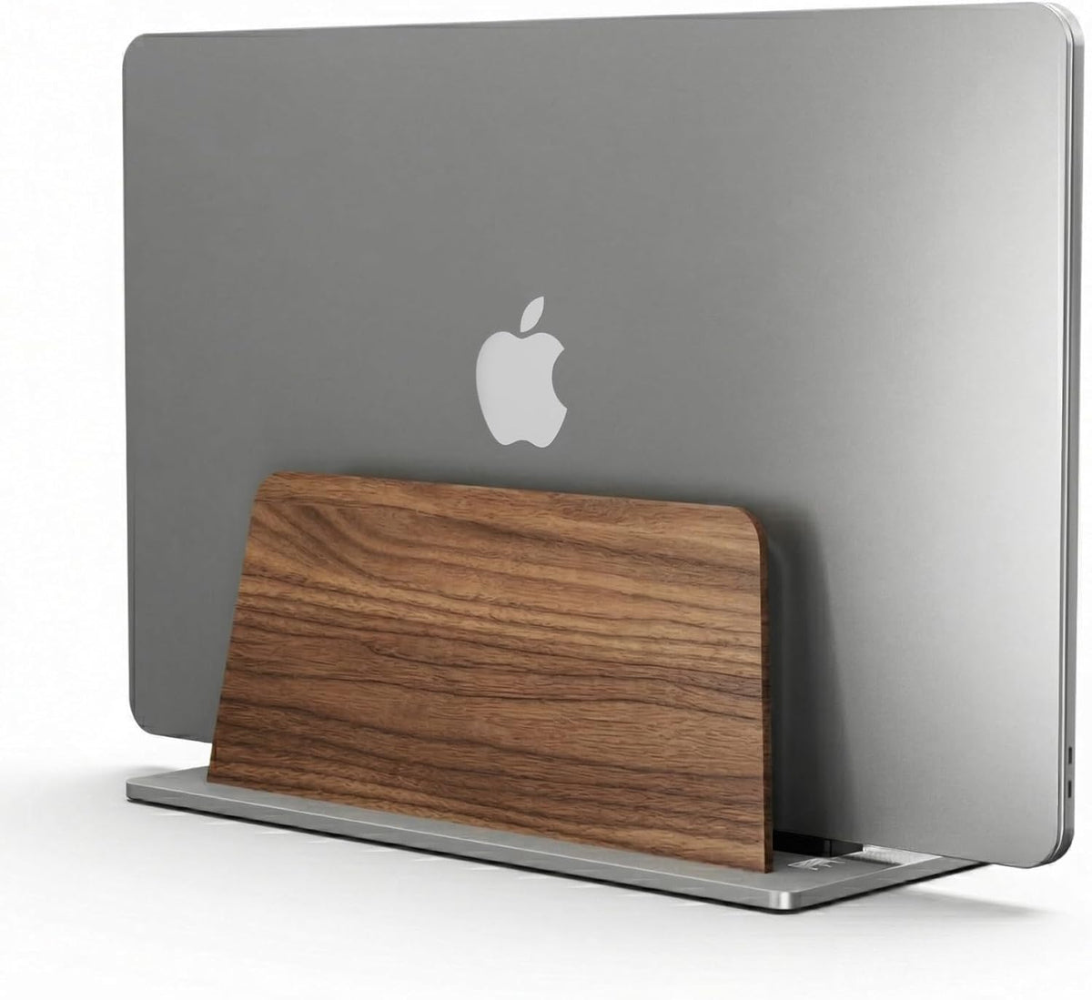 muso wood Walnut Single Slot Vertical Laptop Stand with Adjustable Dock