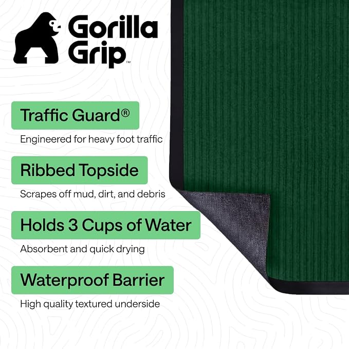 GORILLA GRIP Waterproof Traffic Guard Door Mat, Heavy Duty Entryway Mats
