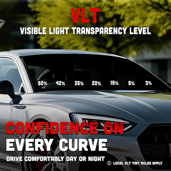 United Centurion Window Tint 3% VLT 40" Inx100'Ft 2Ply Carbon - PET Laminated Adhesive Film - Privacy Window Tint for Cars, Home, Blocks UV/IR Rays, Reduce Heat & Glare - Lifetime Color Stability