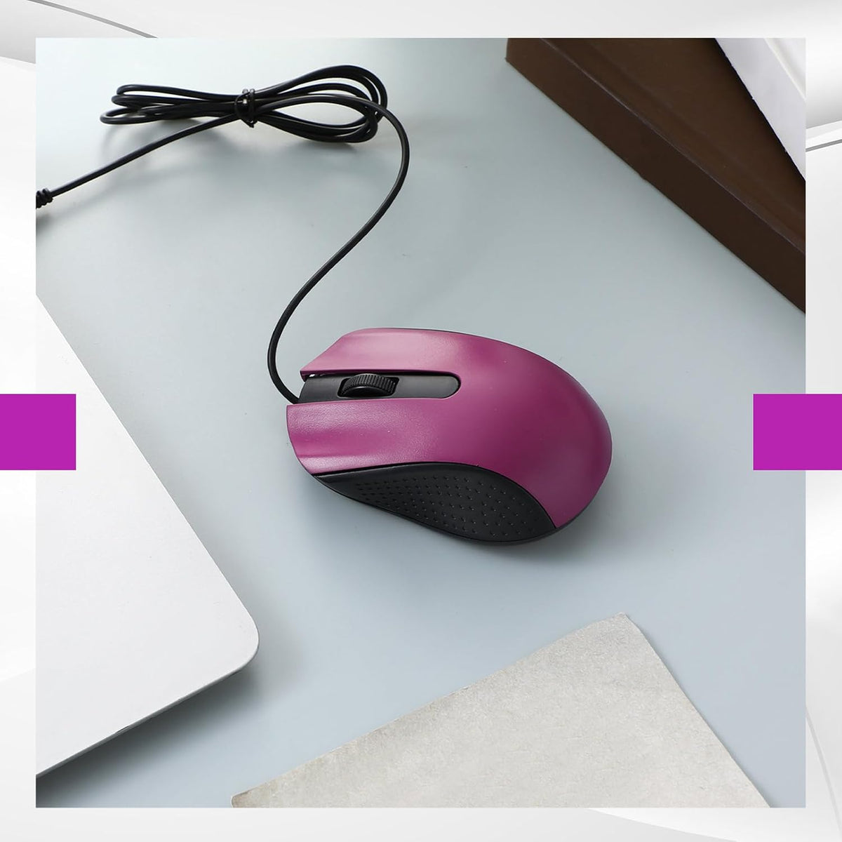 Bonuci 30 Pack Computer USB Wired Mouse Bulk 3 Button 800/1200 DPI Purple
