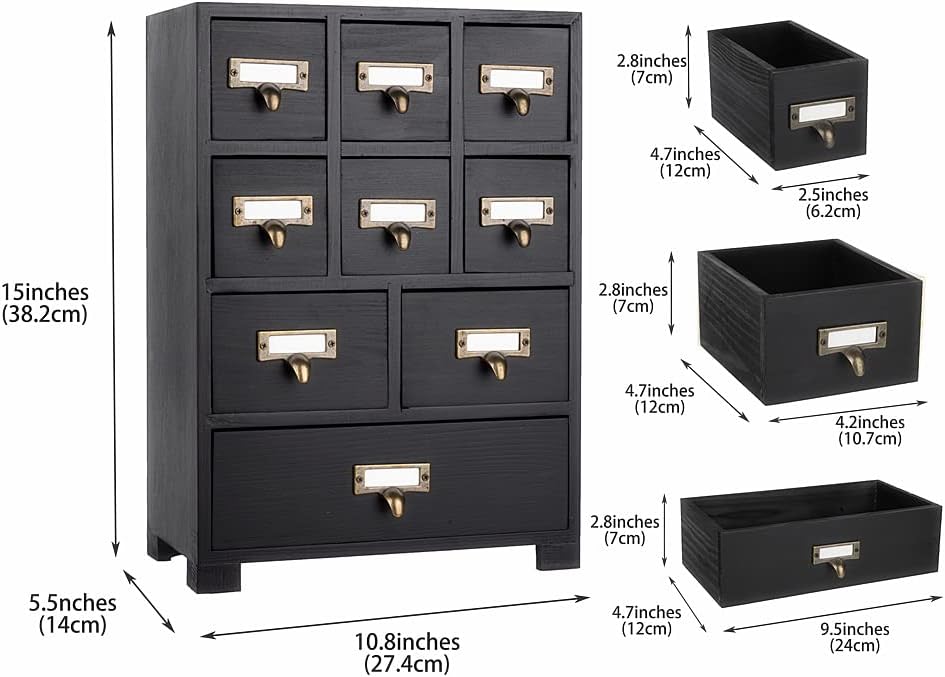 Apothecary Drawers Apothecary Cabinet with Drawers, Black