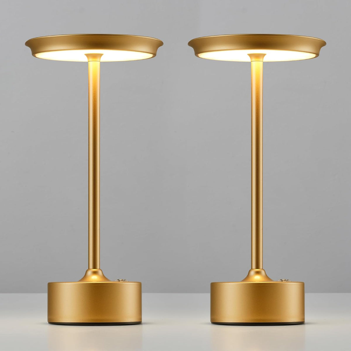 PUSU Rechargeable Table Lamps Set of 2, Gold Cordless Portable Desk Lamp