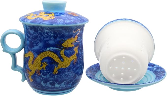 Porcelain Tea Cup with Infuser Lid and Saucer Sets