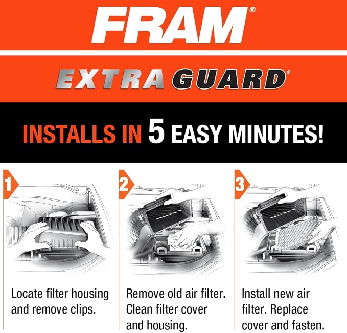 FRAM Extra Guard Rectangular Panel Engine Air Filter Replacement, Easy Install
