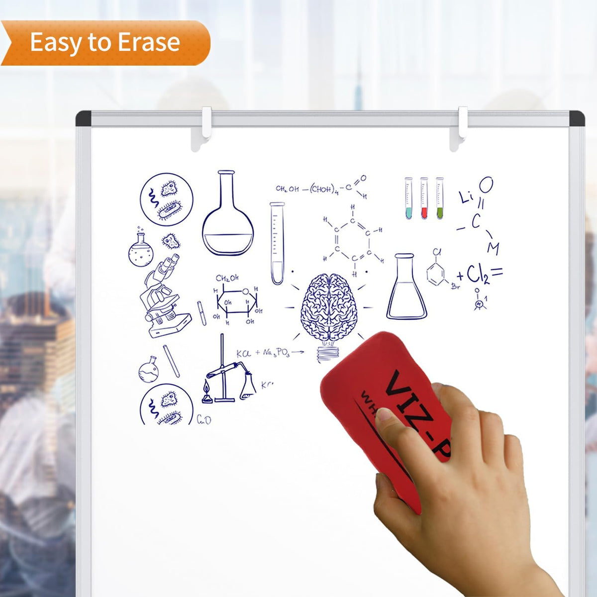 VIZ-PRO Whiteboard Easel, 36 x 24 Inches, Portable Tripod Dry Erase Board