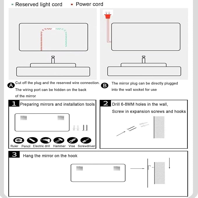 Illuminated LED Bathroom Mirror，Smart Lighted Bathroom Mirror
