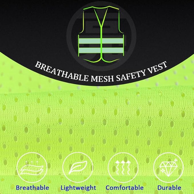 BeautyWill Custom Logo Safety Vest Mesh High Visibility Reflective Vest Customized Logo Utility Zipped Pockets Construction Workwear （Yellow,S）