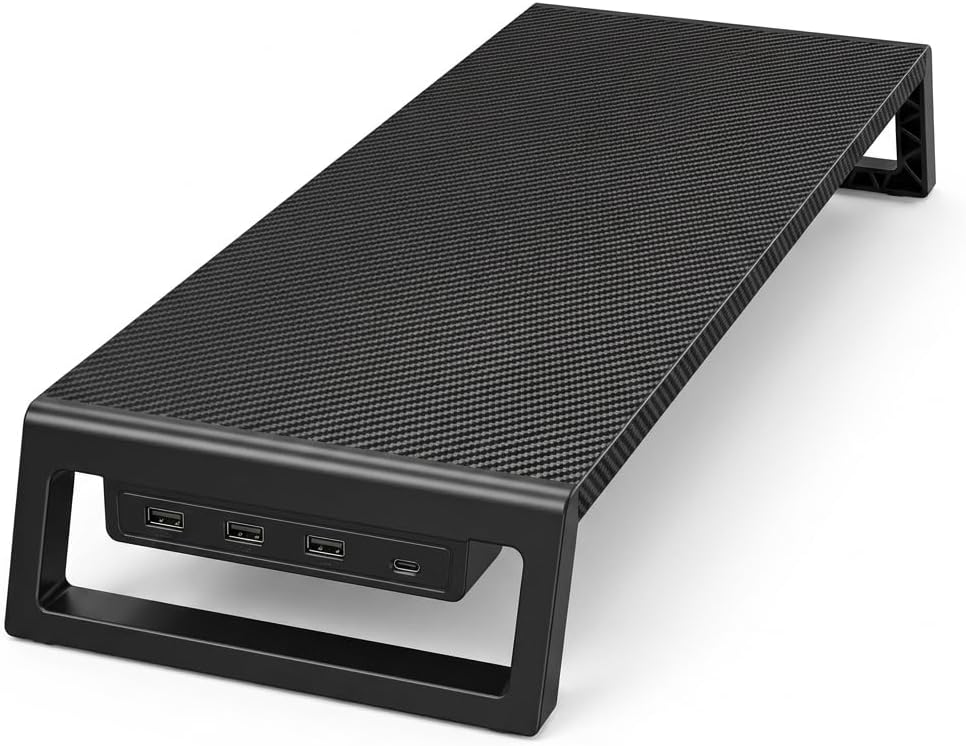 Fayquaze Monitor Stand Riser with USB Hub, Ergonomic Laptop Stand, Desk Organizer for Computer