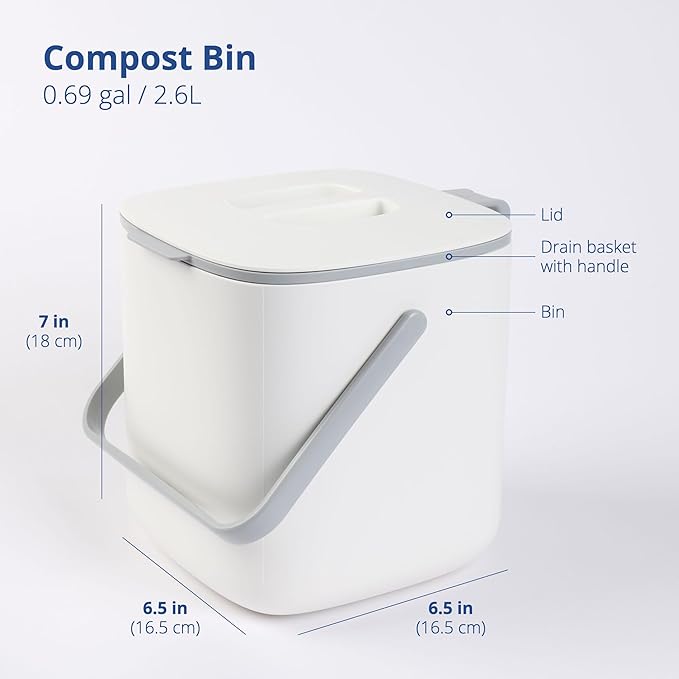 Blue Ginkgo Kitchen Compost Bin – Filter-Free, Odor-Tight Countertop Food Waste
