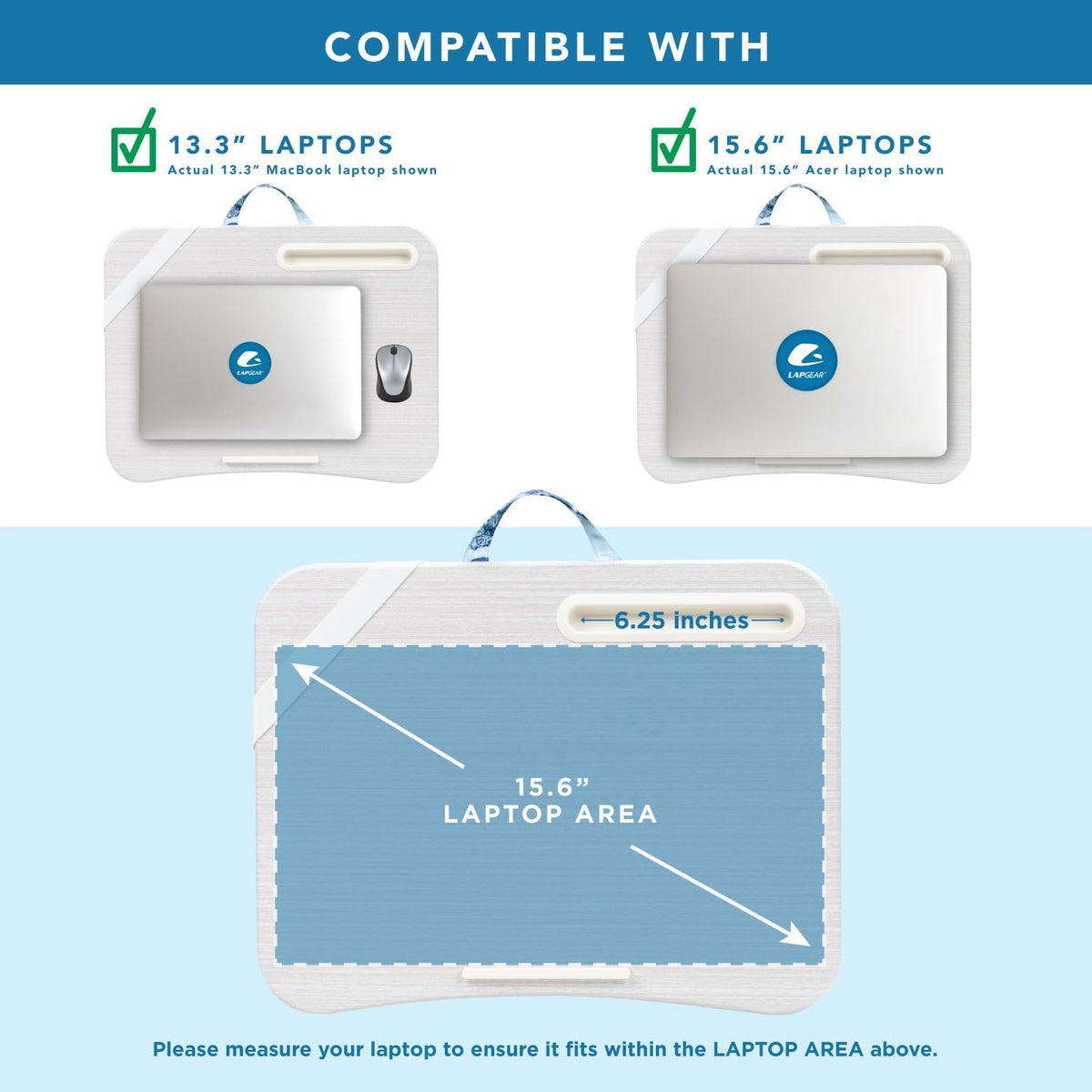 LAPGEAR Designer Lap Desk – Blue Blossoms, 2-Pack with Storage Basket