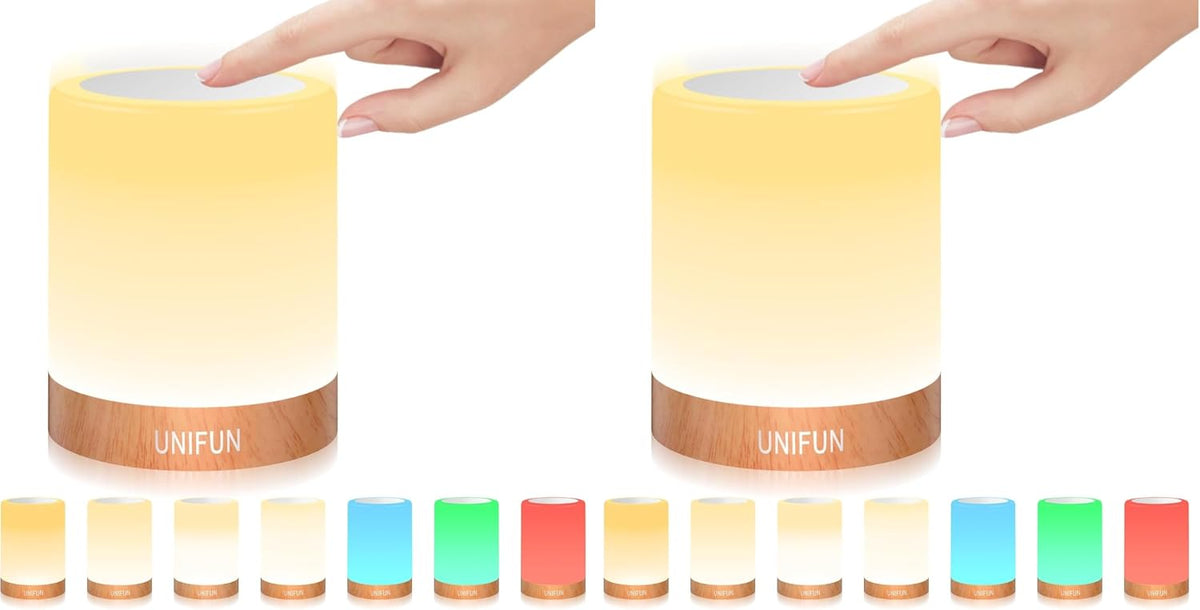 UNIFUN Bedside Touch Lamp Rechargeable Dimmable RGB LED Table Night Light (Pack of 2)